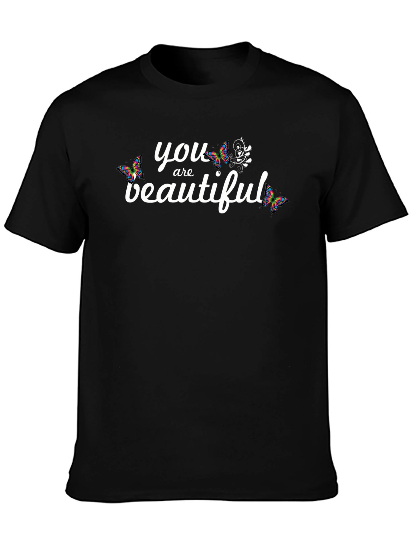Black You Are Beautiful Butterfly Graphic Tee - Black view 3