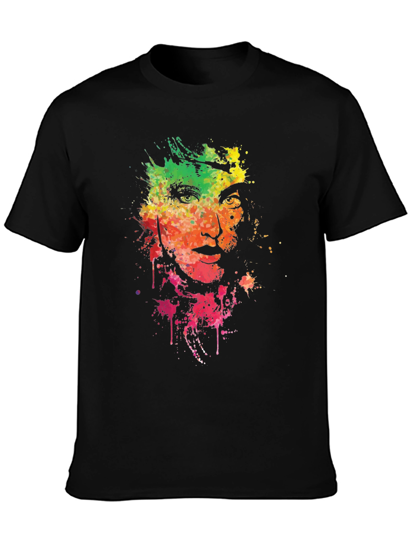 Black Colorful Splatter Art Graphic T-Shirt view 3