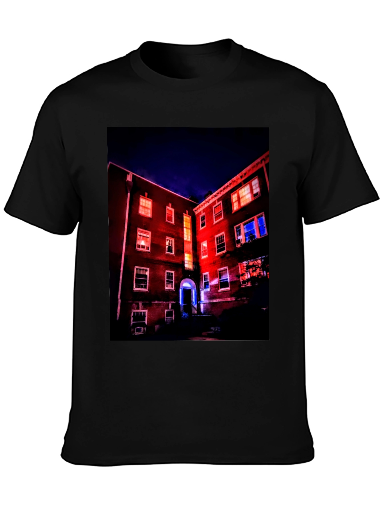 Black Illuminated Building Graphic Tee view 3