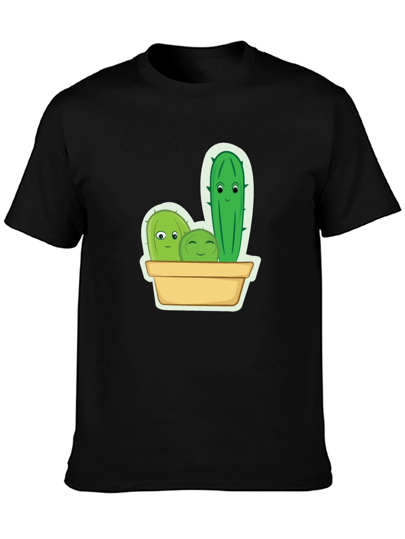 Black Cute Cactus Crew Graphic Tee view 3