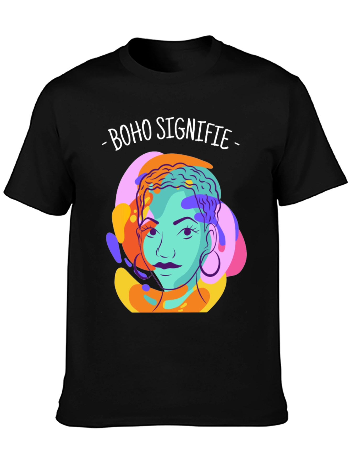 Black Boho Signifie Graphic Tee - Unisex Black T-Shirt view 3