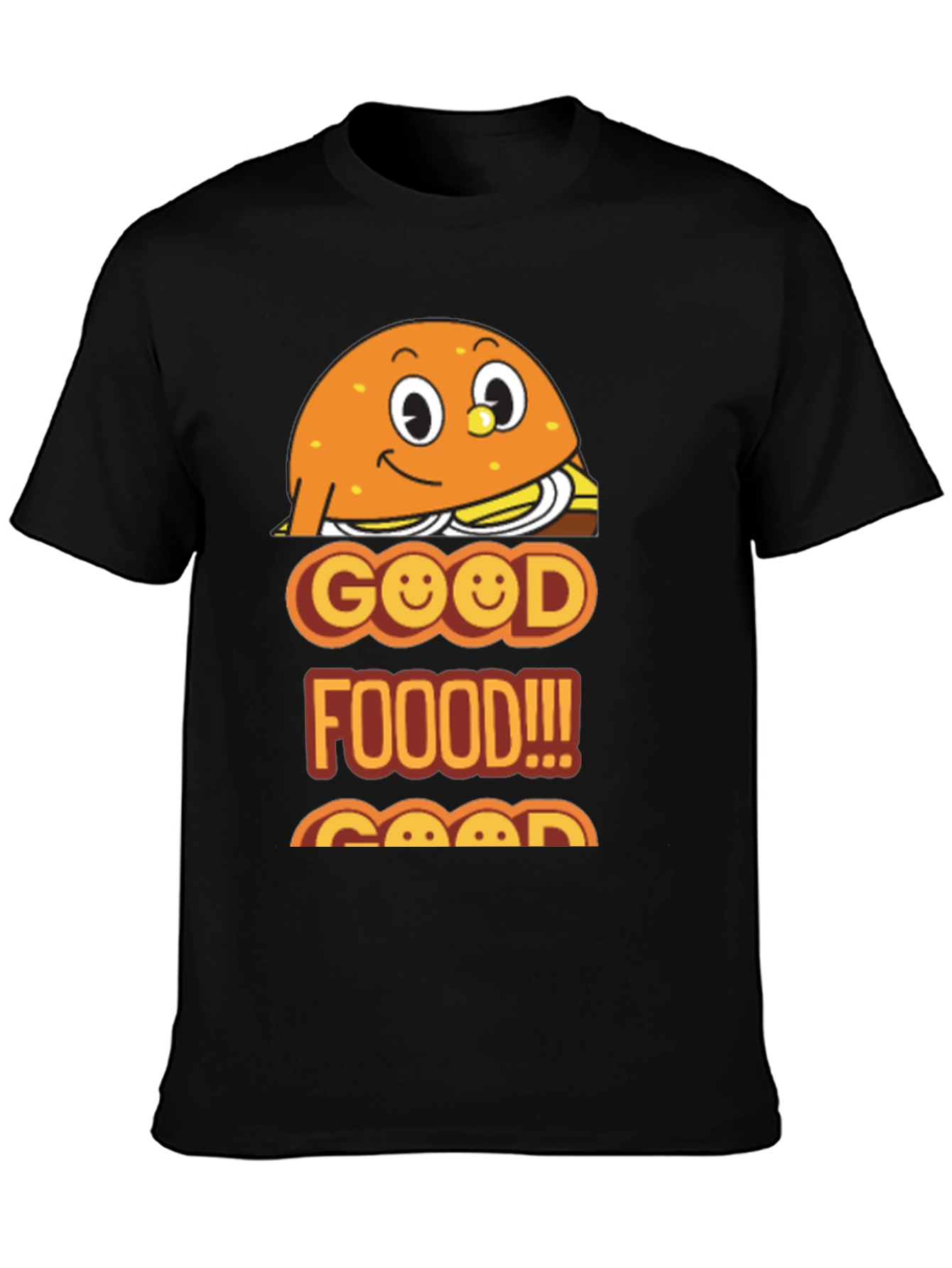 Black Good Food Burger Graphic Tee - Unisex Black T-Shirt view 3