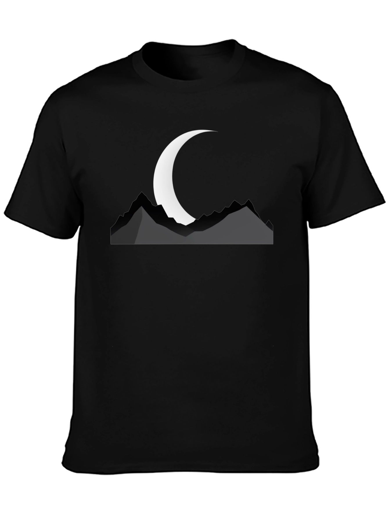 Black Mountain Moon Graphic Tee - Black Cotton T-Shirt view 3