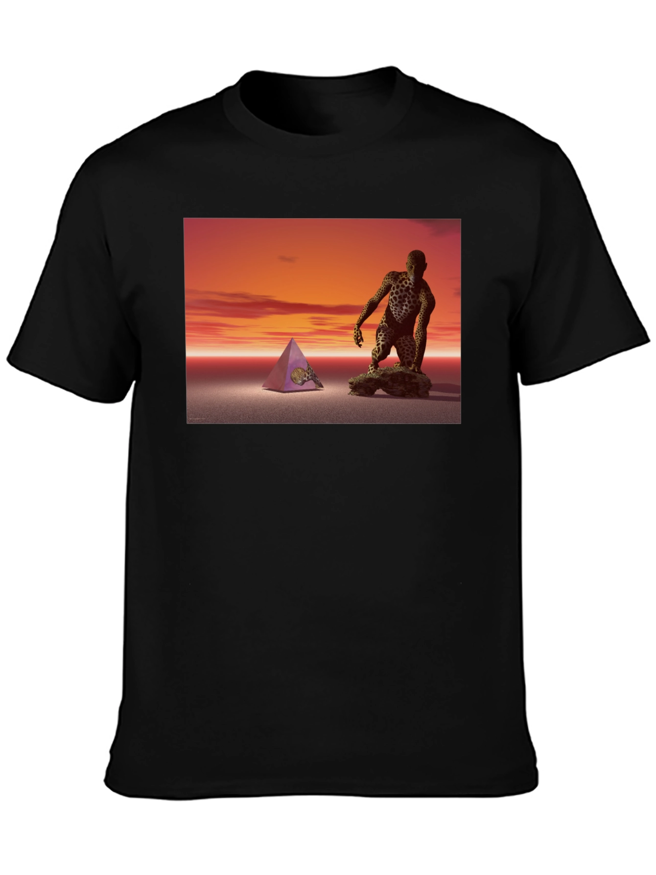 Black Surreal Pyramid & Figure Tee view 3