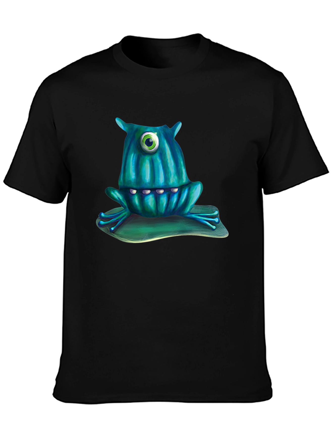 Black One-Eyed Monster Frog T-Shirt view 3