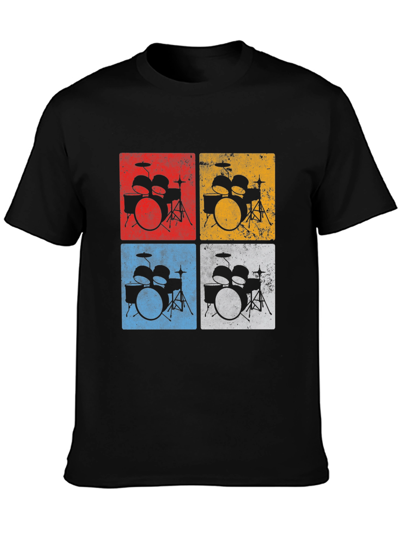 Black Retro Drum Kit T-Shirt - Musician's Tee view 3