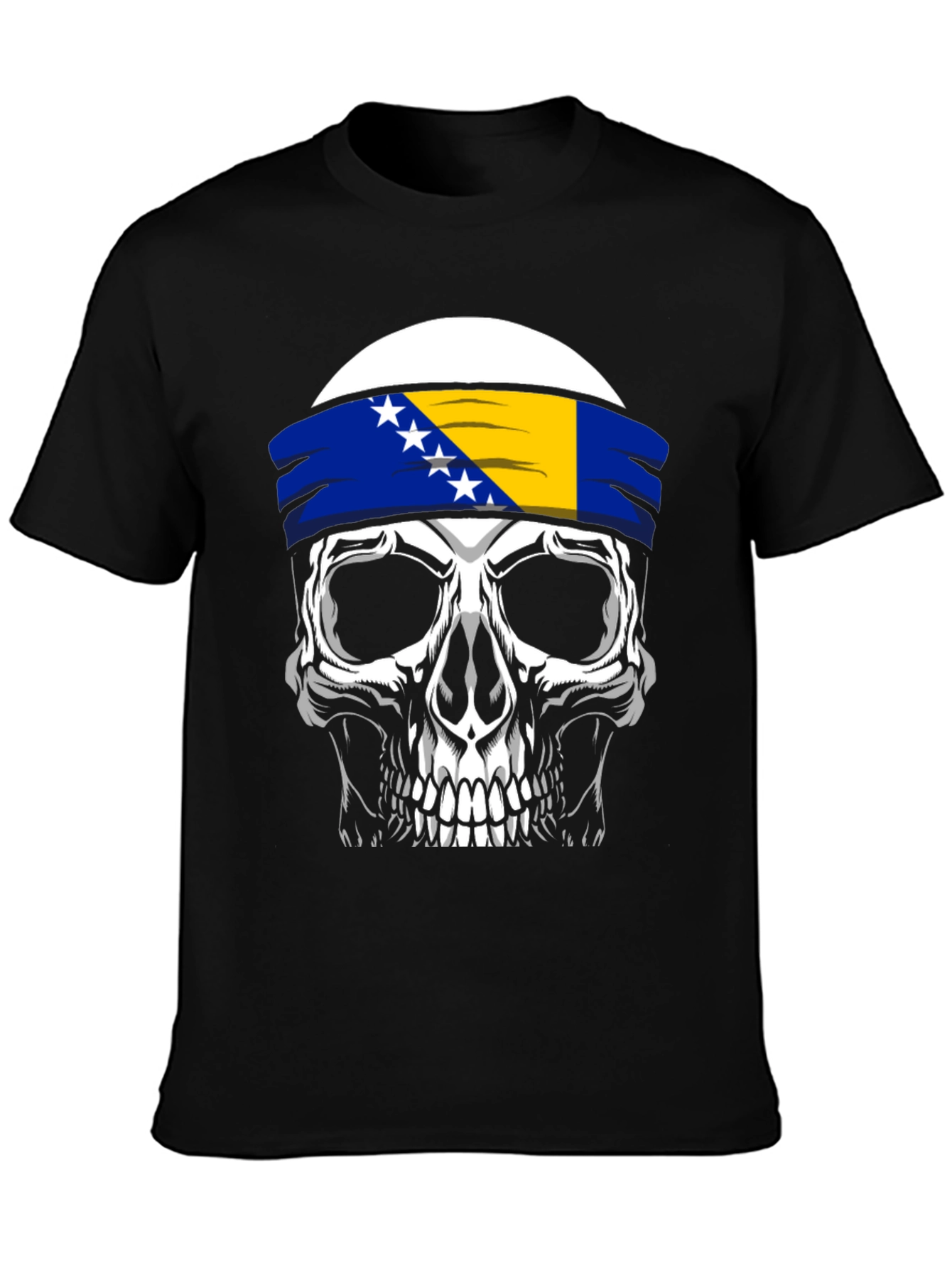 Skull Bosnia Flag Headband T-Shirt - 3