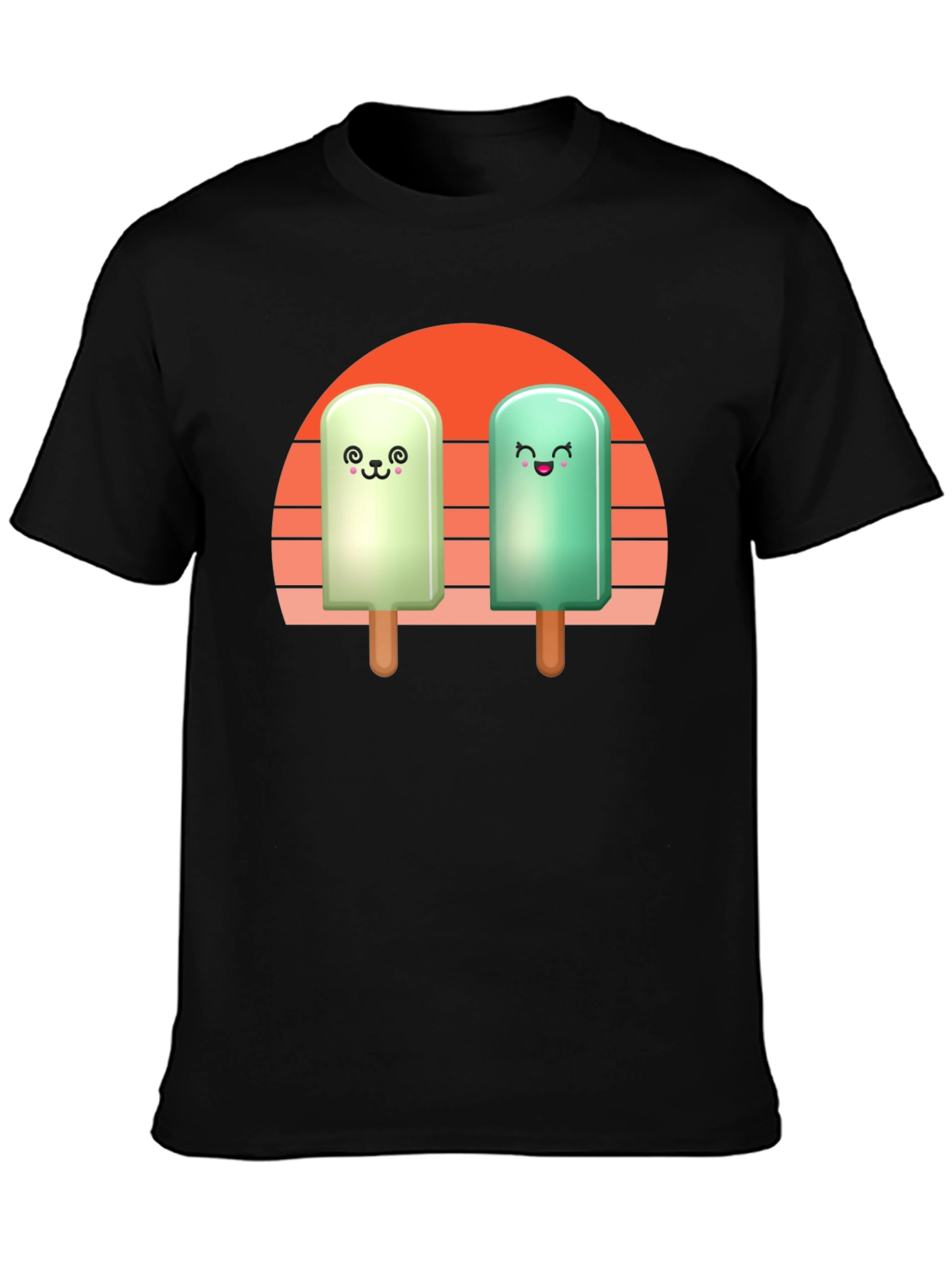 Black Cute Popsicle T-Shirt - Kawaii Ice Cream Tee view 3
