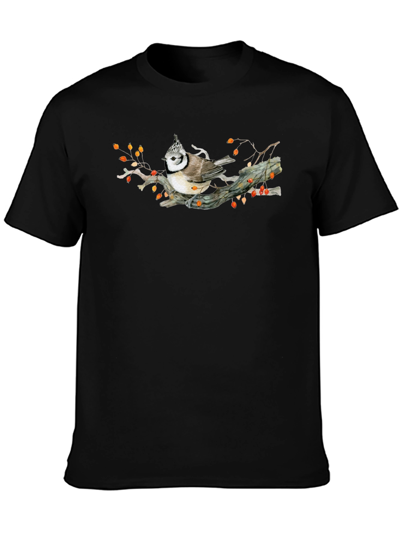 Black Bird on Branch Graphic T-Shirt view 3
