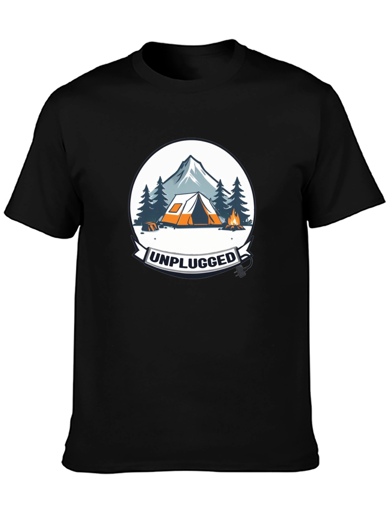 Black Unplugged Camping Graphic Tee - Black view 3