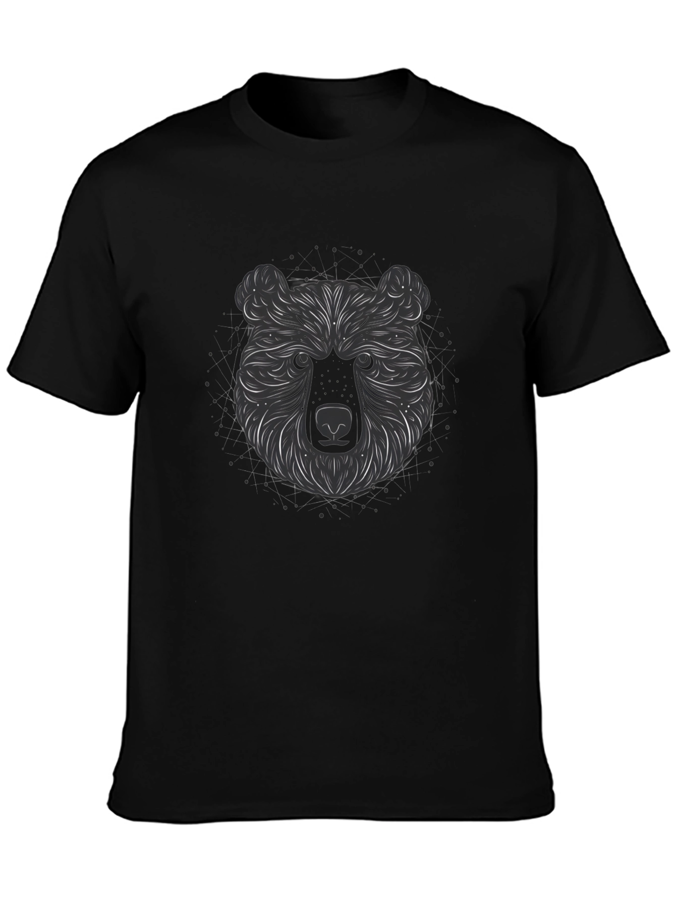 Black Abstract Bear Graphic Tee - Stylish Men's Black T-Shirt view 3