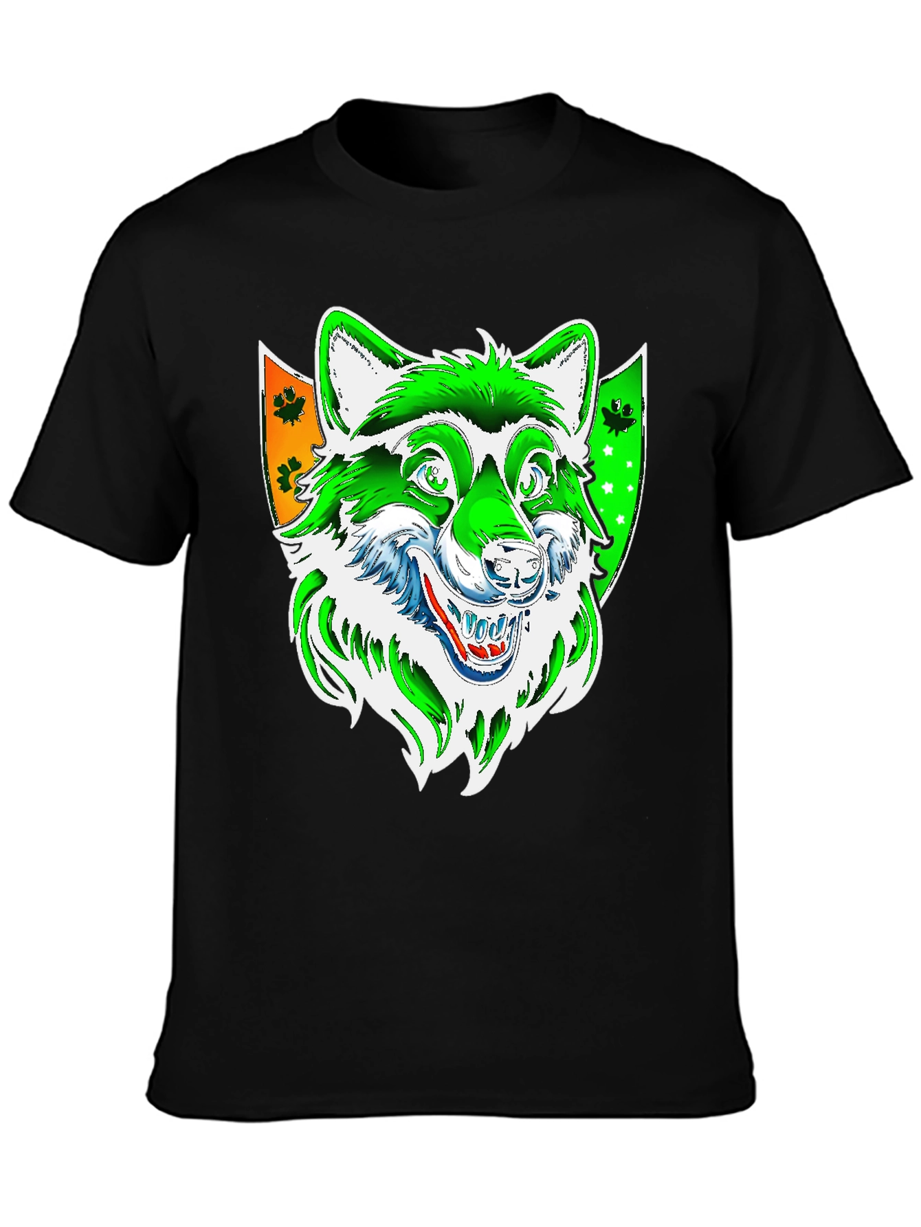 Black Wolf Graphic Tee - Black Cotton Blend Shirt view 3