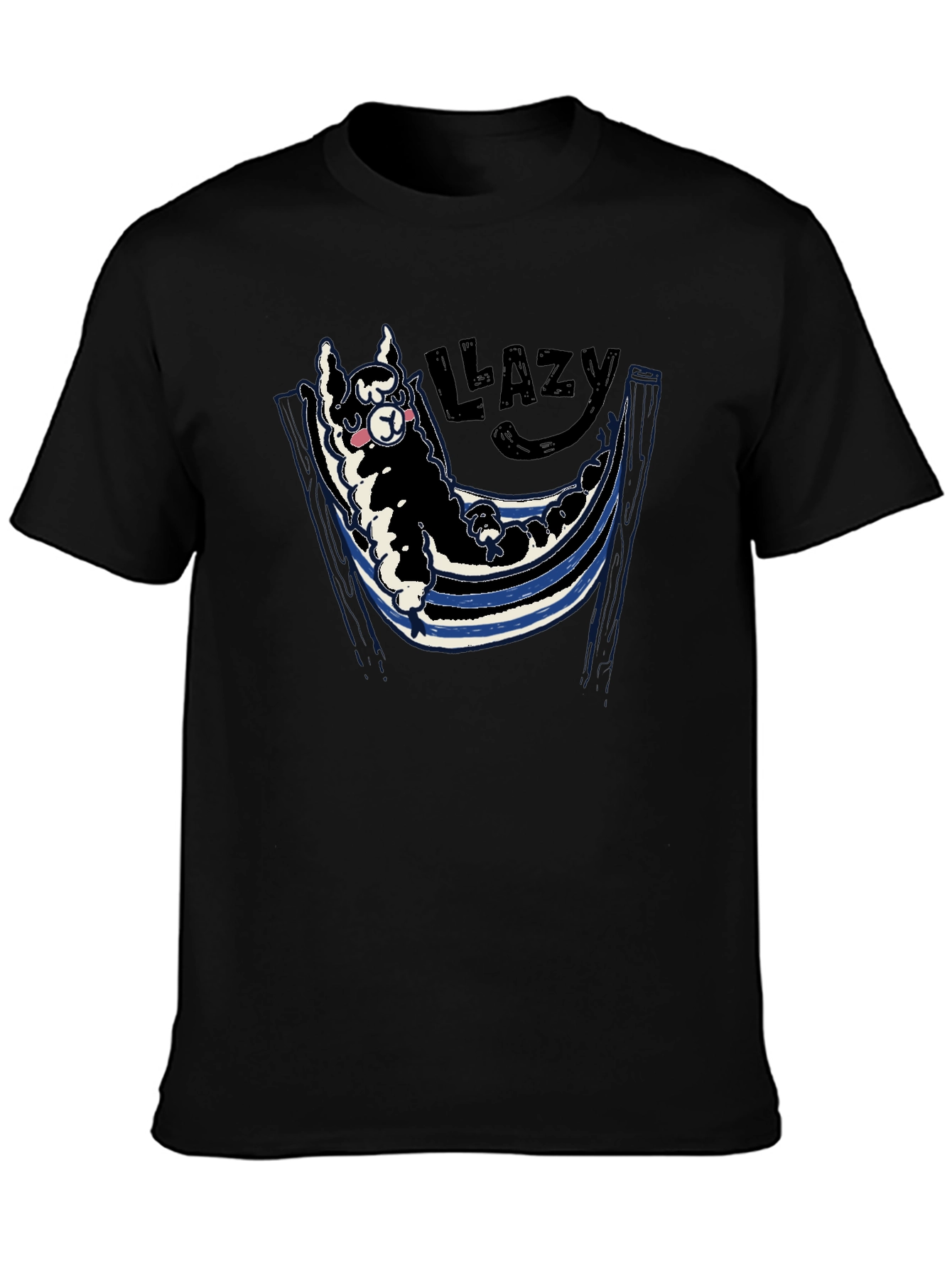 Black Lazy Llama Hammock Graphic Tee - Soft Cotton Blend view 3