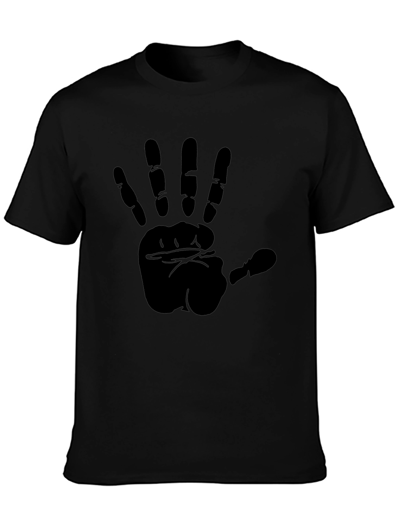 Black Bold Handprint Black T-Shirt view 3