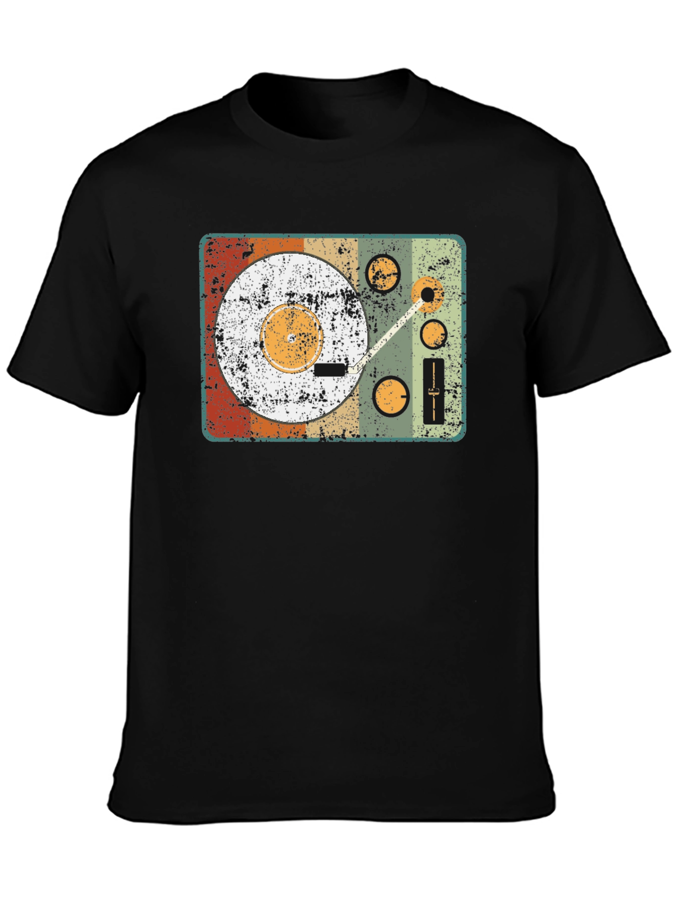 Black Vintage Record Player Graphic Tee view 3