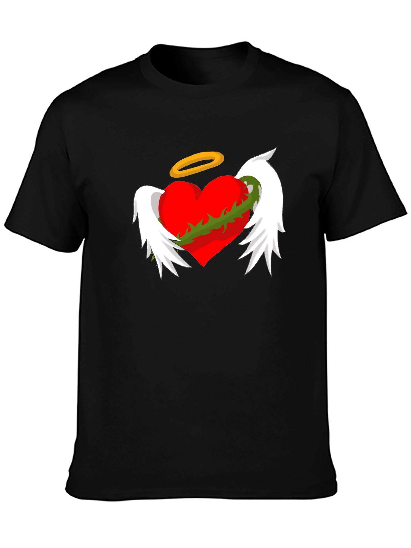 Black Winged Heart with Halo Graphic Tee - Black view 3
