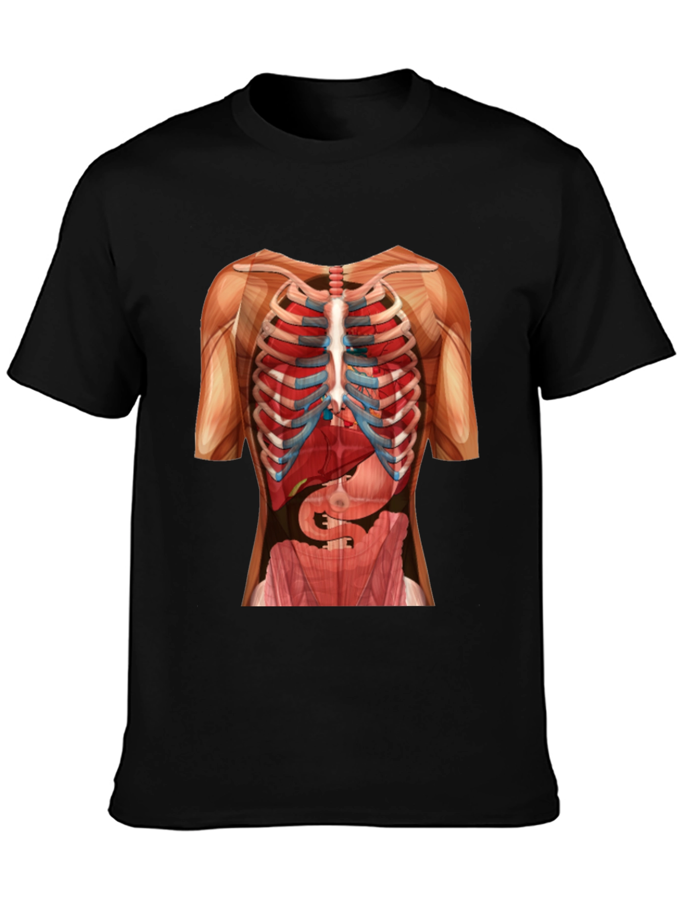 Black Anatomy Skeleton Rib Cage T-Shirt view 3