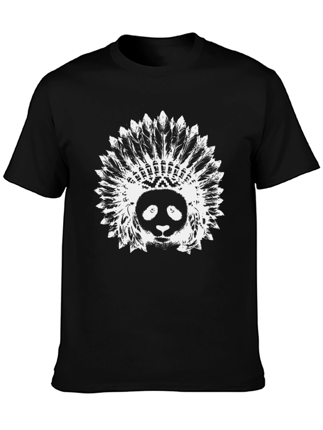 Black Panda Headdress Graphic Black T-Shirt view 3