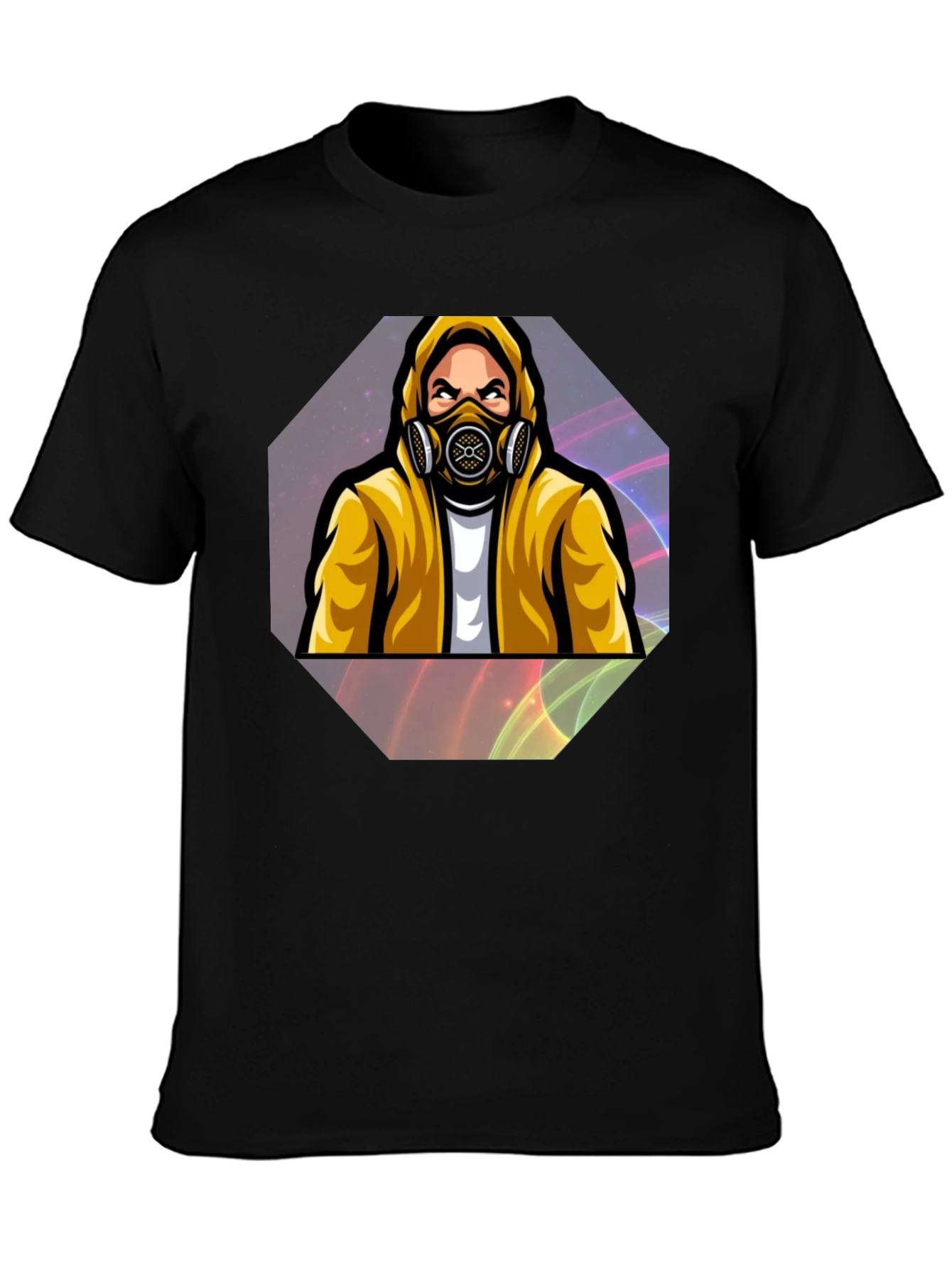 Black Gas Mask Graphic Tee - Black Cotton Blend view 3