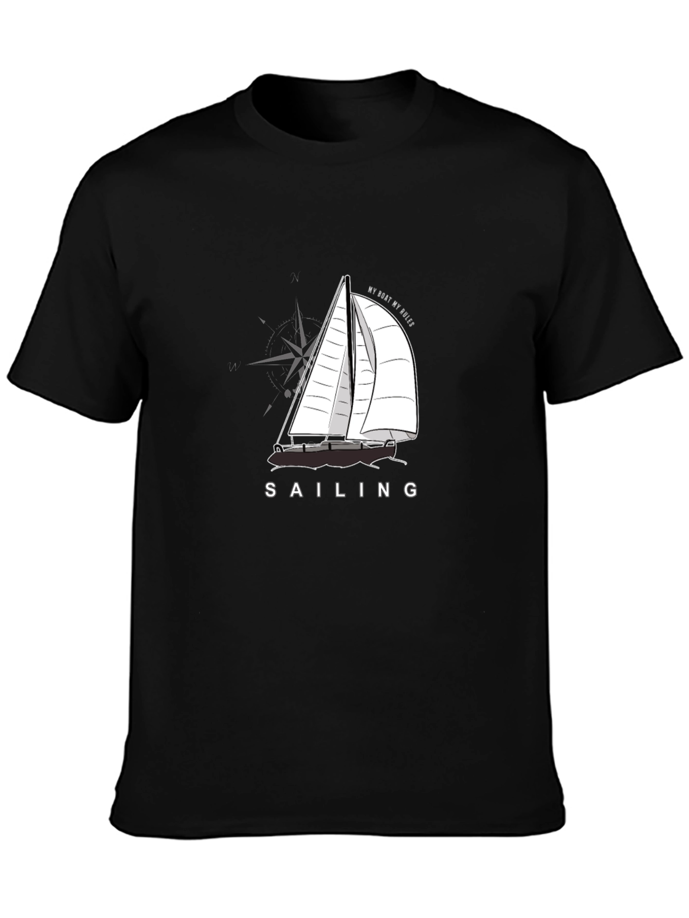 Black Sailing T-Shirt - "My Boat, My Rules" Graphic Tee view 3