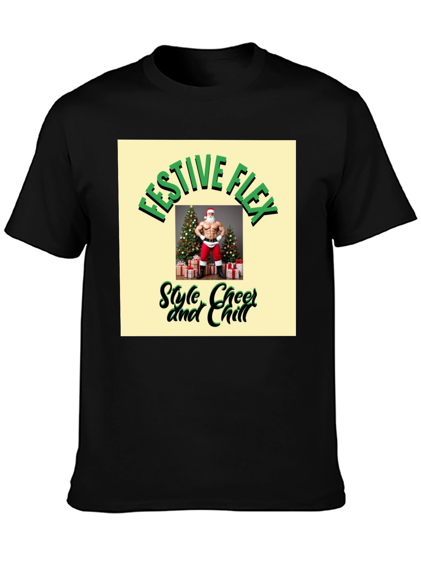 Black Festive Flex Graphic T-Shirt - Style, Cheer & Chill view 3