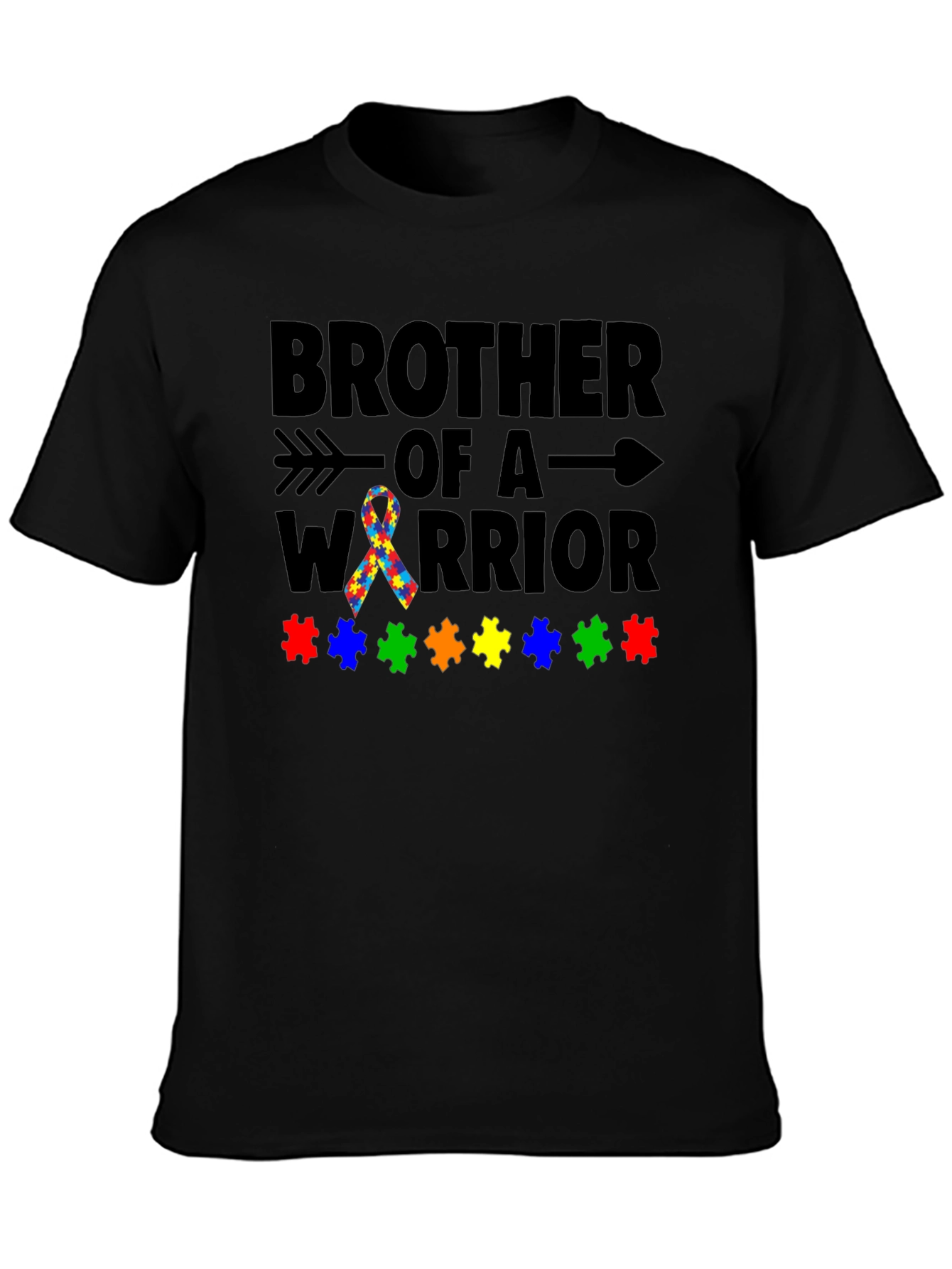 Black Brother of a Warrior Autism Awareness T-Shirt view 3