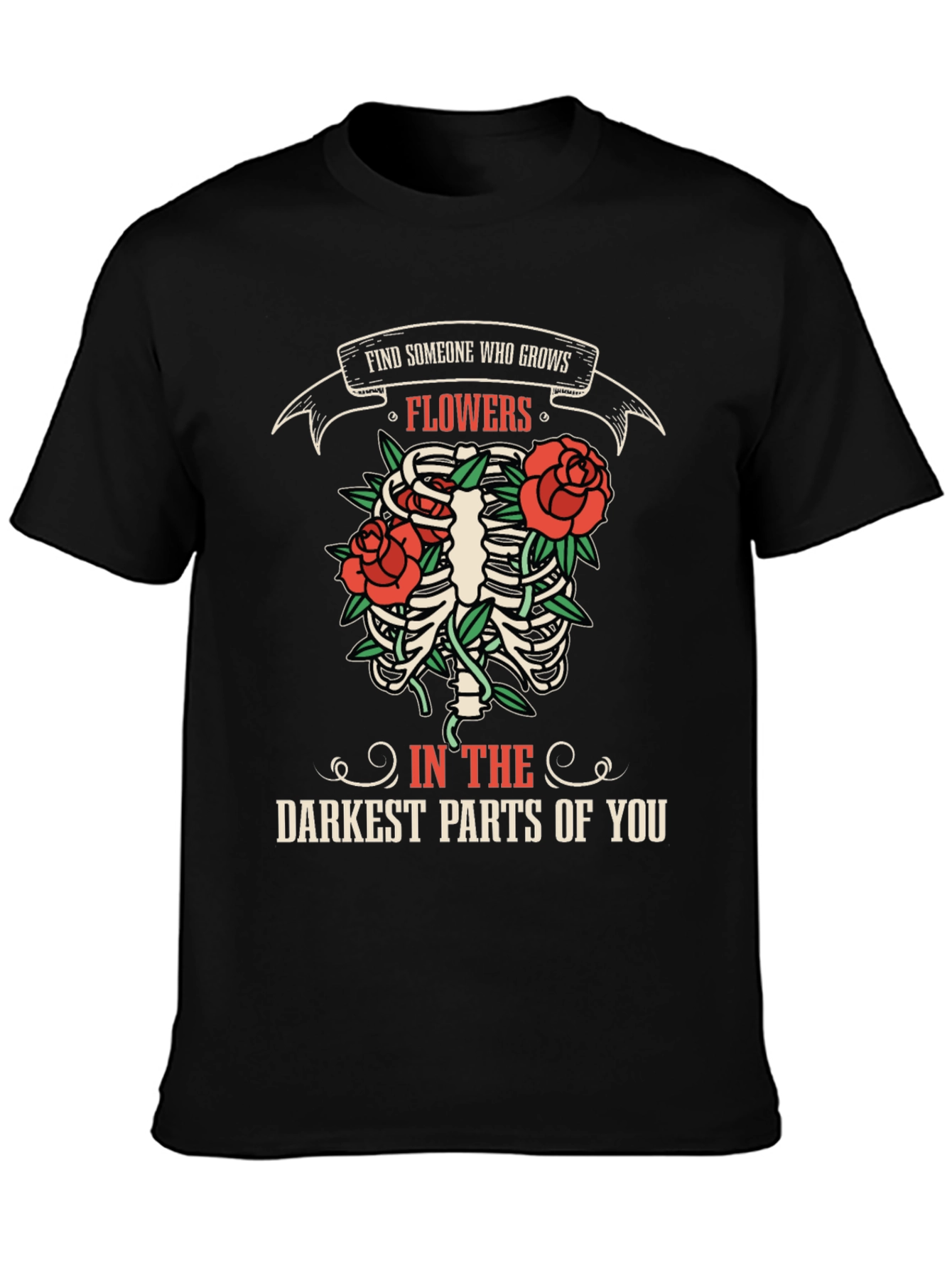 Black Find Someone Who Grows Flowers Graphic T-Shirt view 3