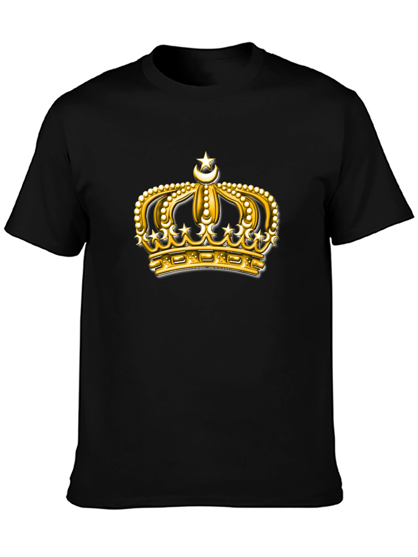 Black Golden Crown Graphic Tee - Premium Black T-Shirt view 3