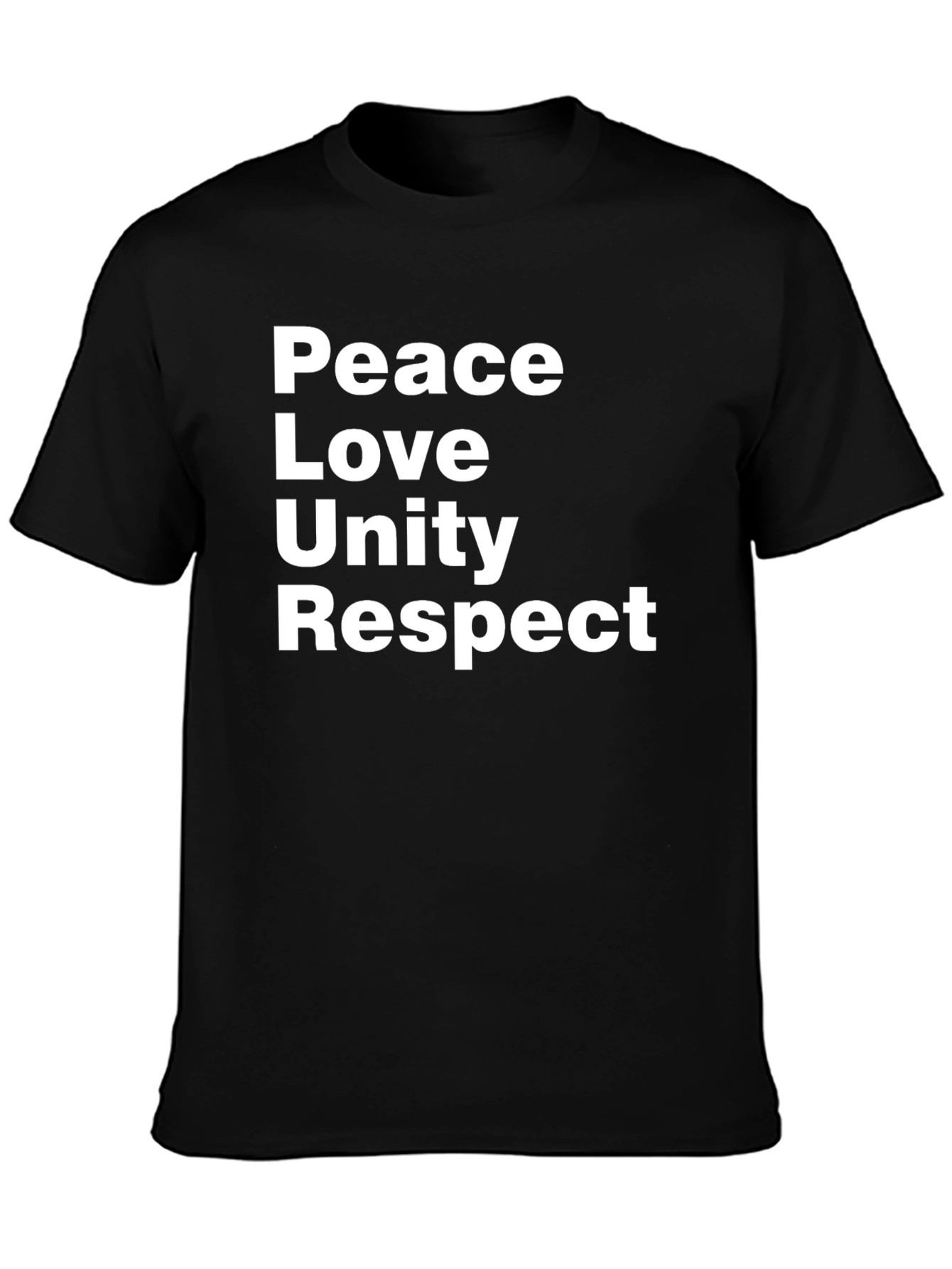 Black Peace Love Unity Respect Black Graphic Tee view 3
