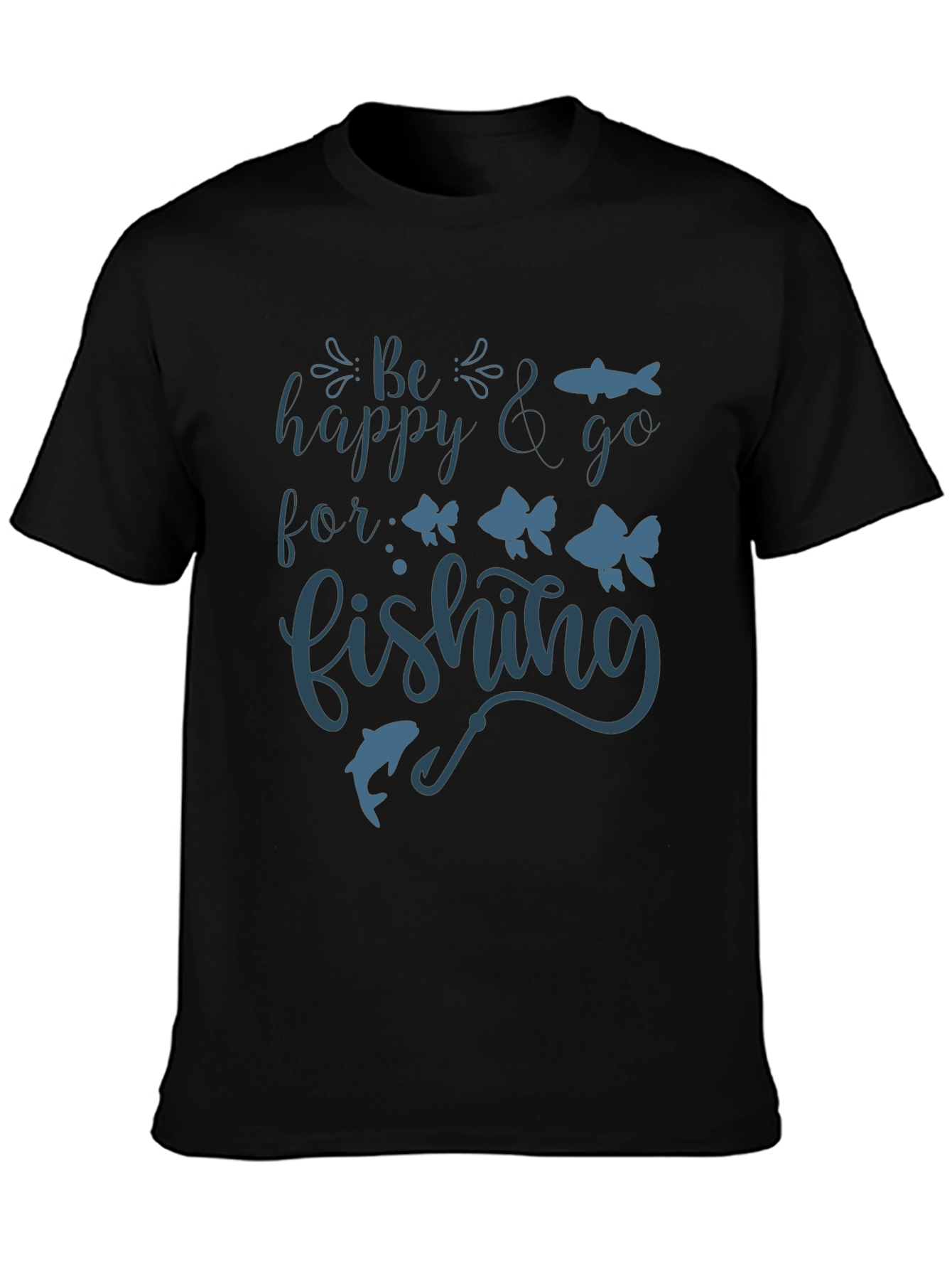Black Be Happy & Go Fishing Graphic Tee view 3