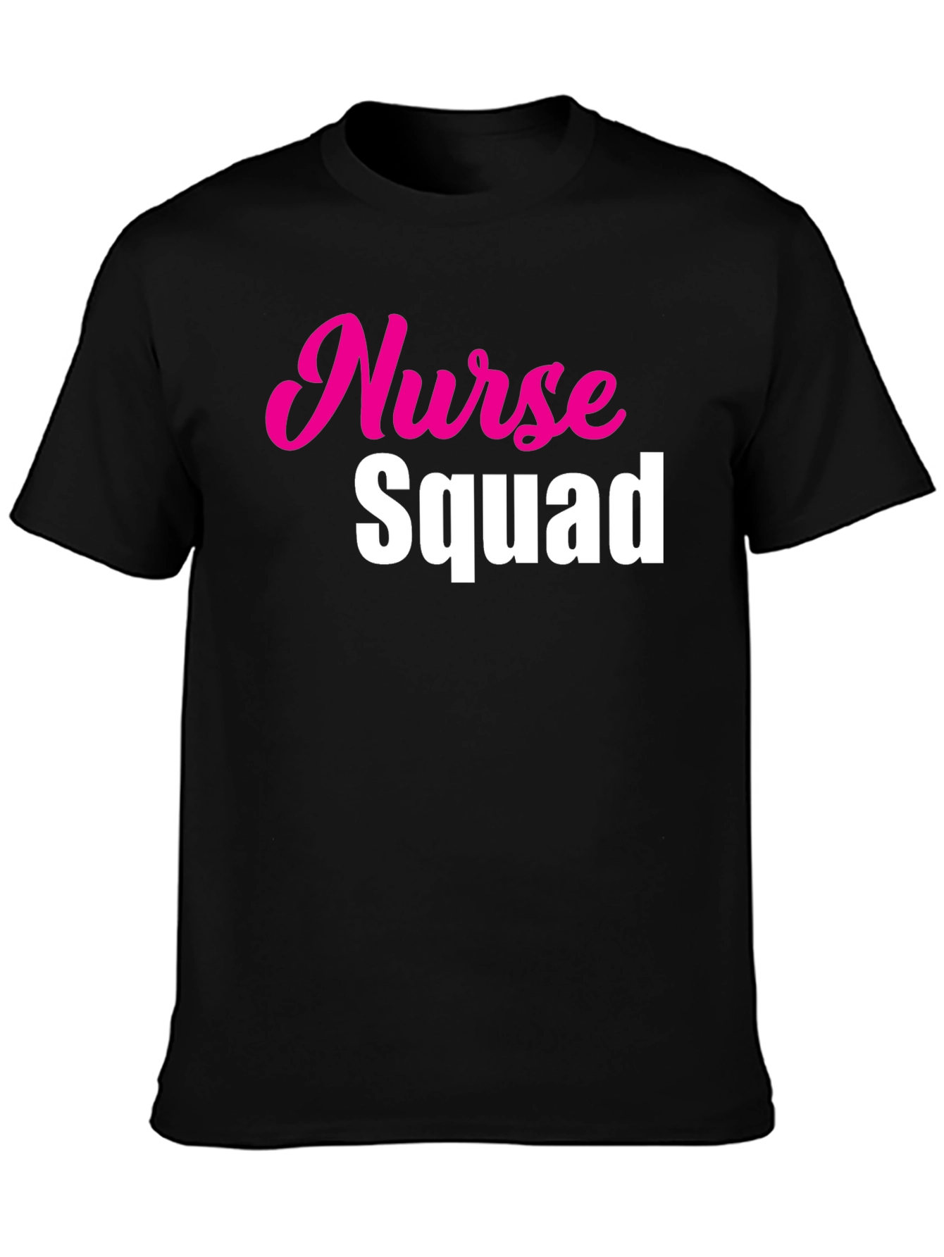 Black Nurse Squad Tee - Hot Pink & White Text on Black view 3