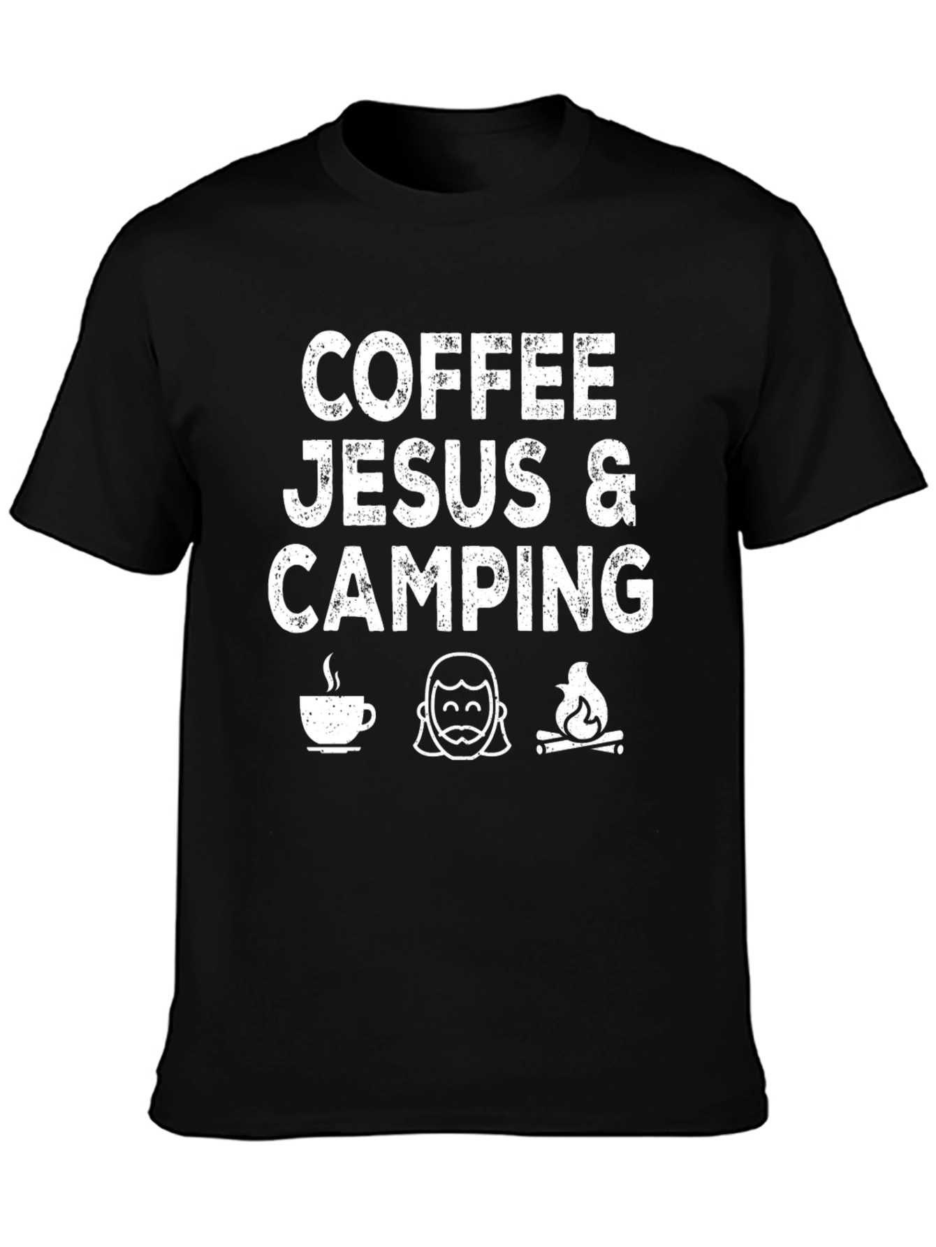 Black Coffee Jesus & Camping Black Graphic T-Shirt view 3