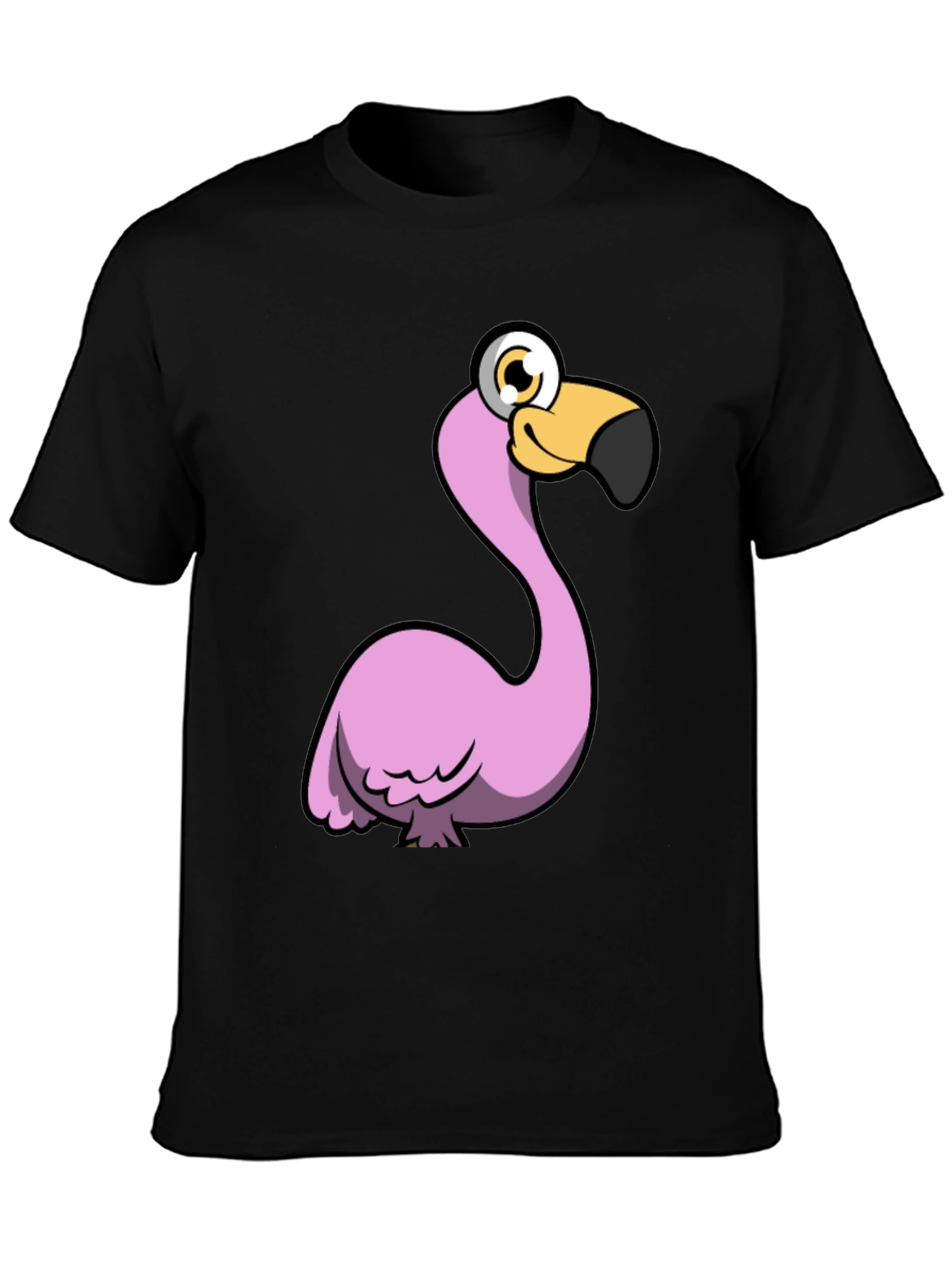 Black Funny Flamingo Graphic Tee - Black Cotton Shirt view 3