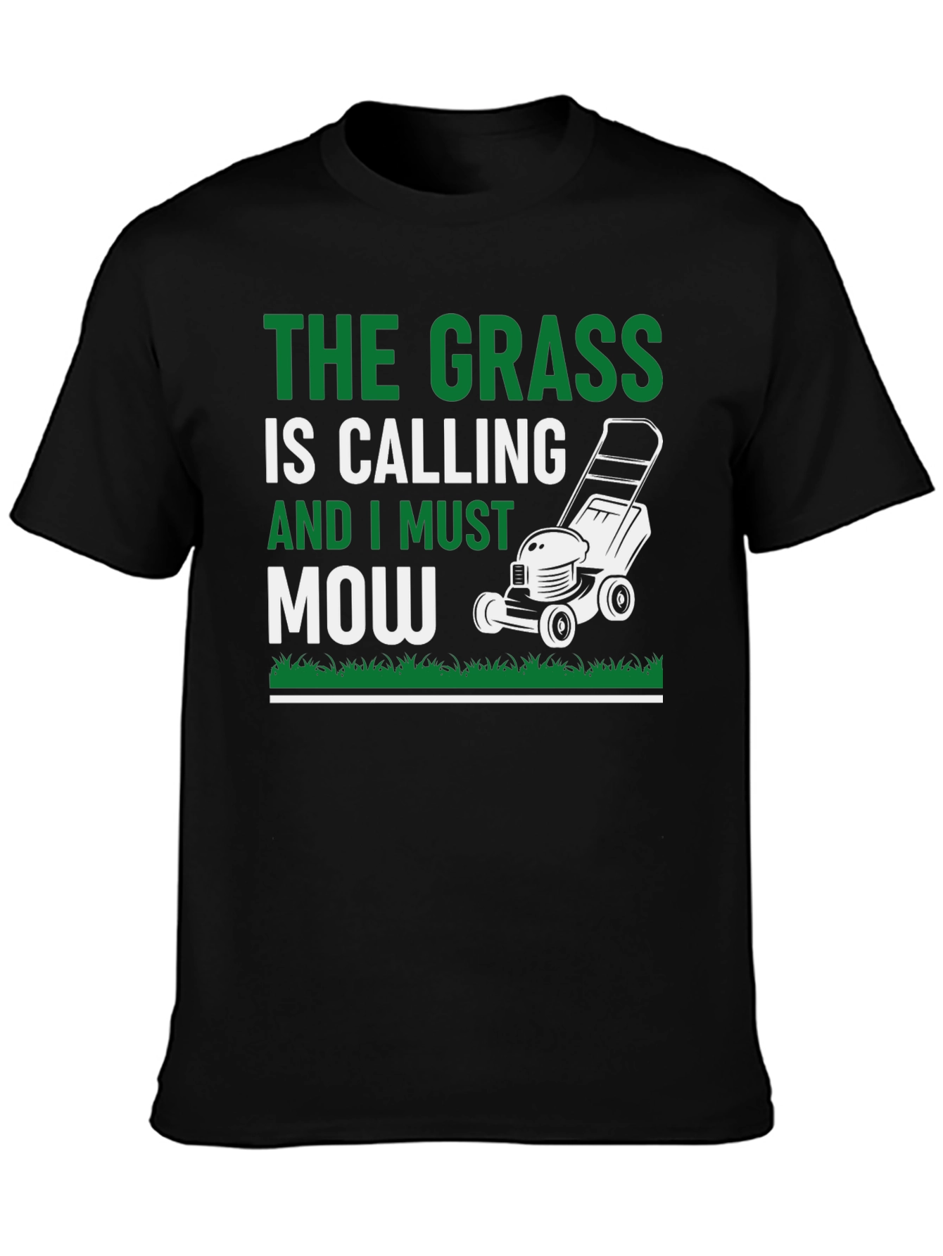 Black The Grass is Calling Funny Lawn Mowing T-Shirt view 3