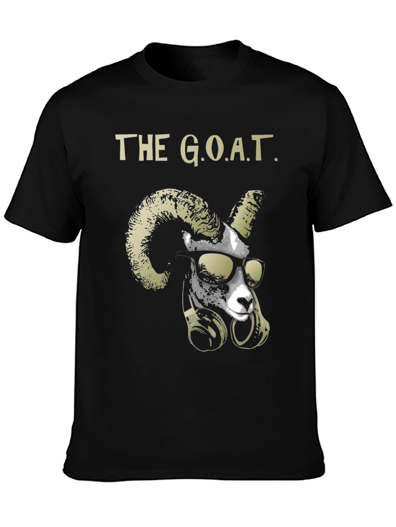 Black Cool Goat Graphic Tee - Greatest Of All Time Black T-Shirt view 3