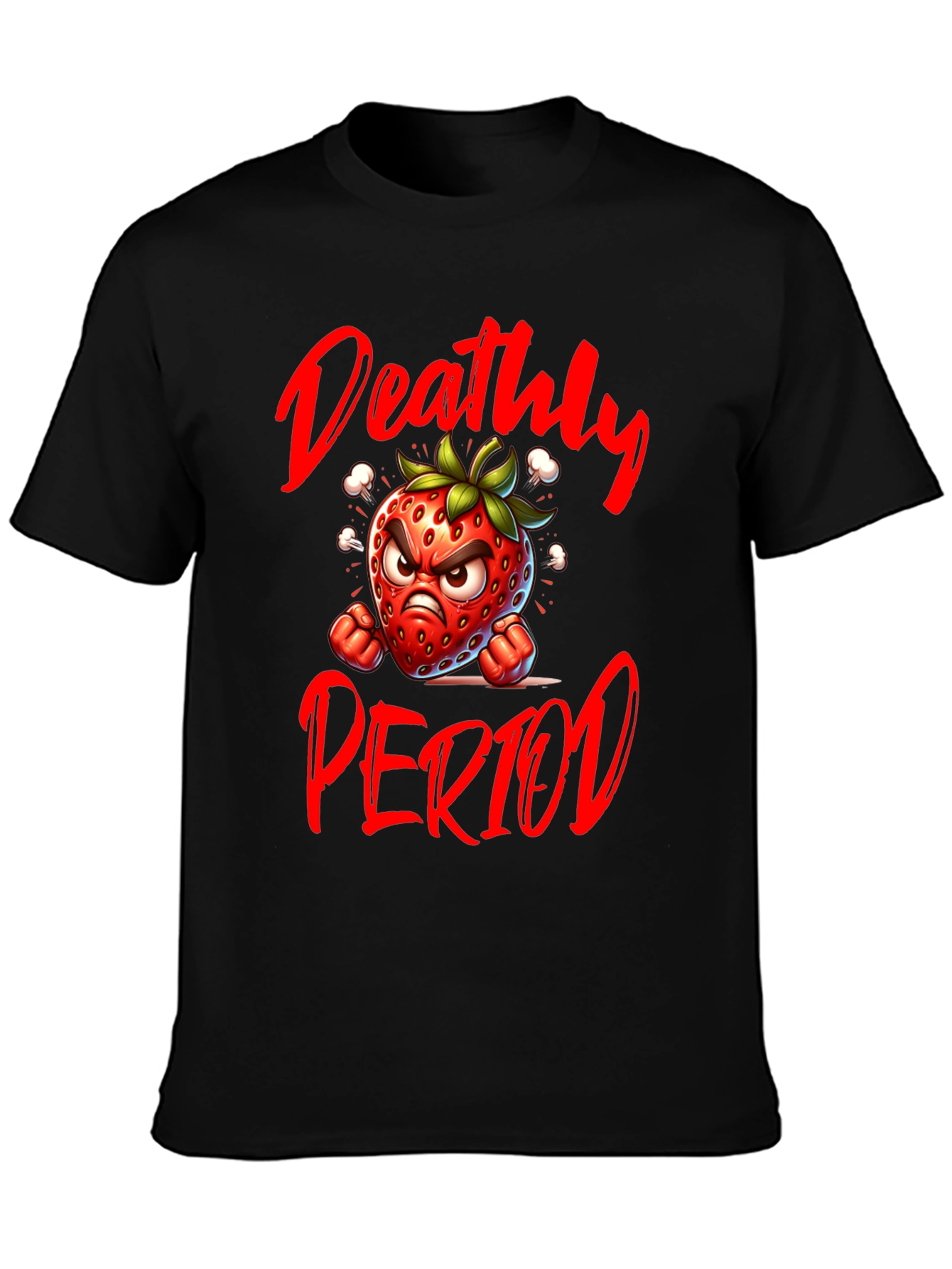 Black Deathly Period Graphic Tee - Angry Strawberry T-Shirt view 3