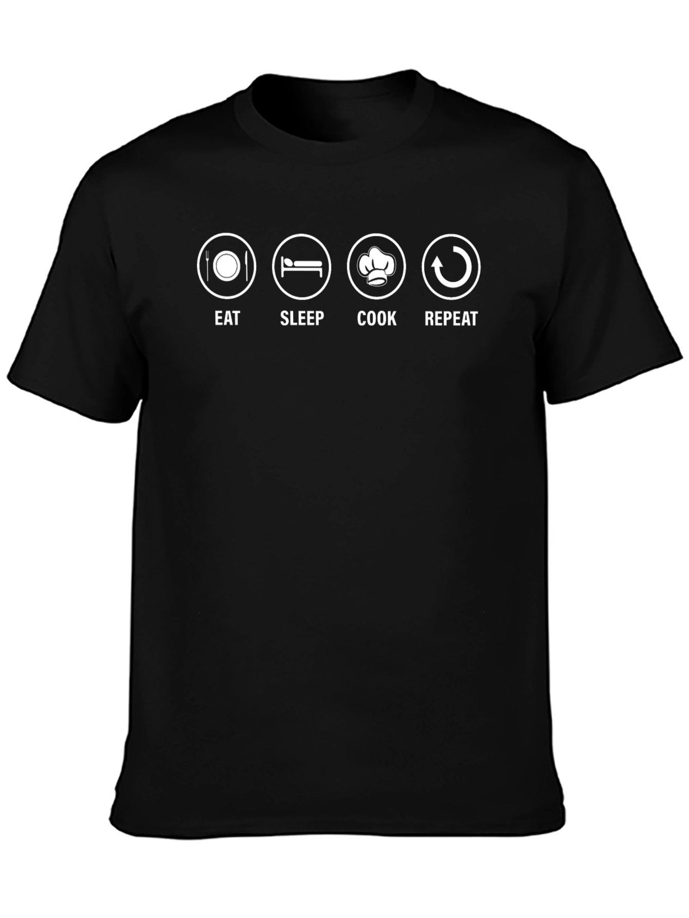Black Eat Sleep Cook Repeat Black Graphic T-Shirt view 3