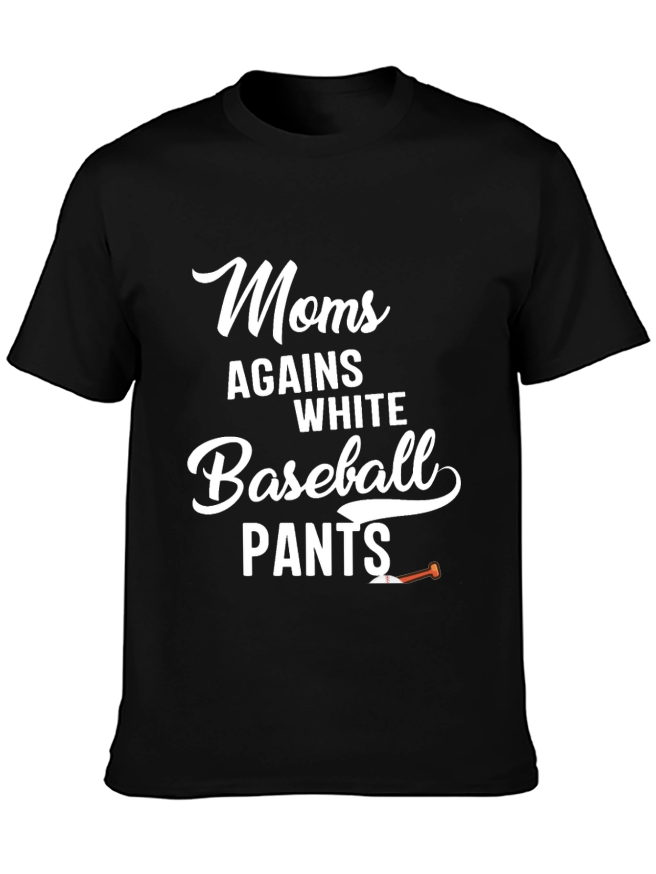 Black Moms Against White Baseball Pants T-Shirt view 3