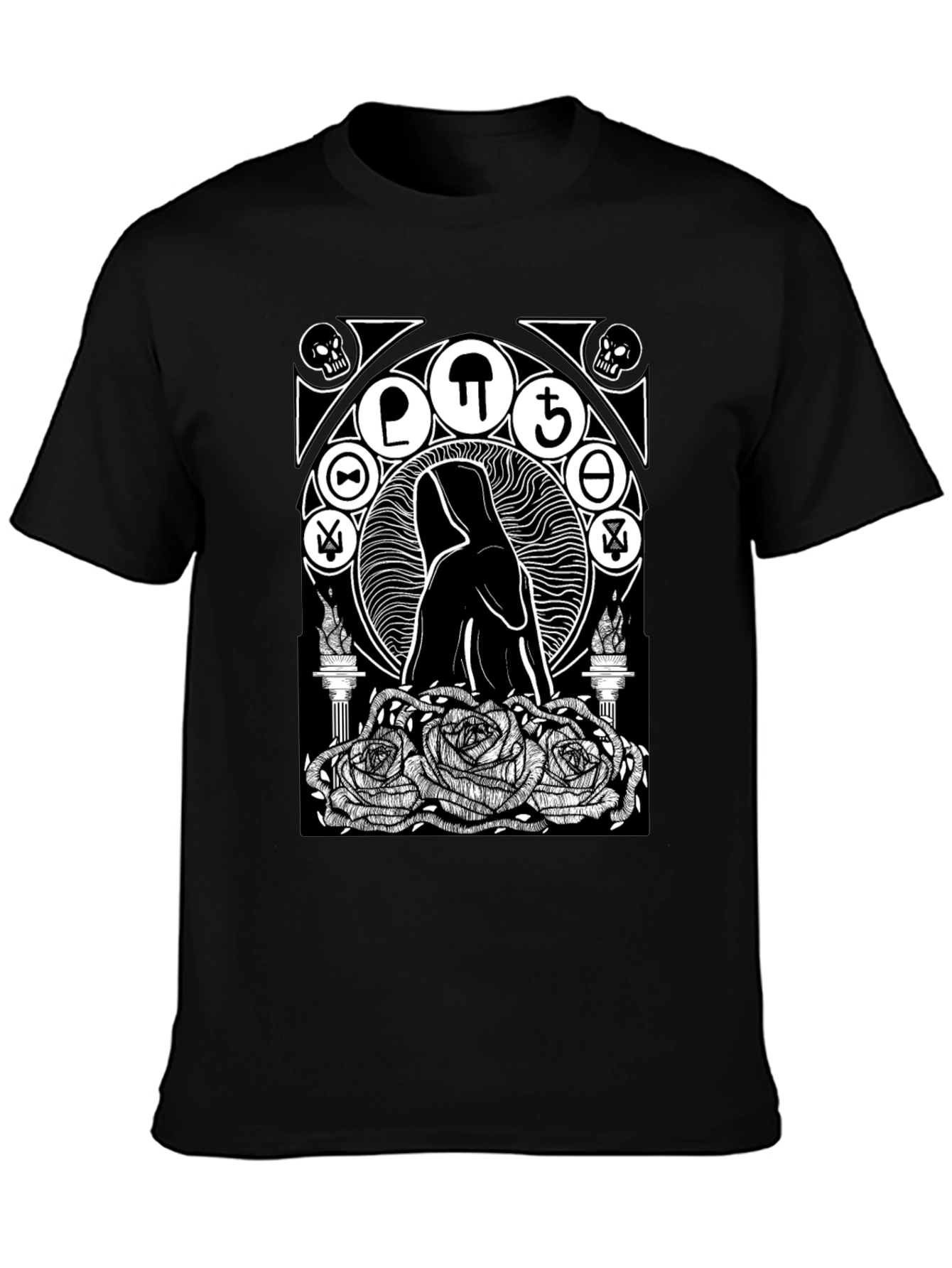 Black Occult Rose T-Shirt - Gothic Graphic Tee view 3