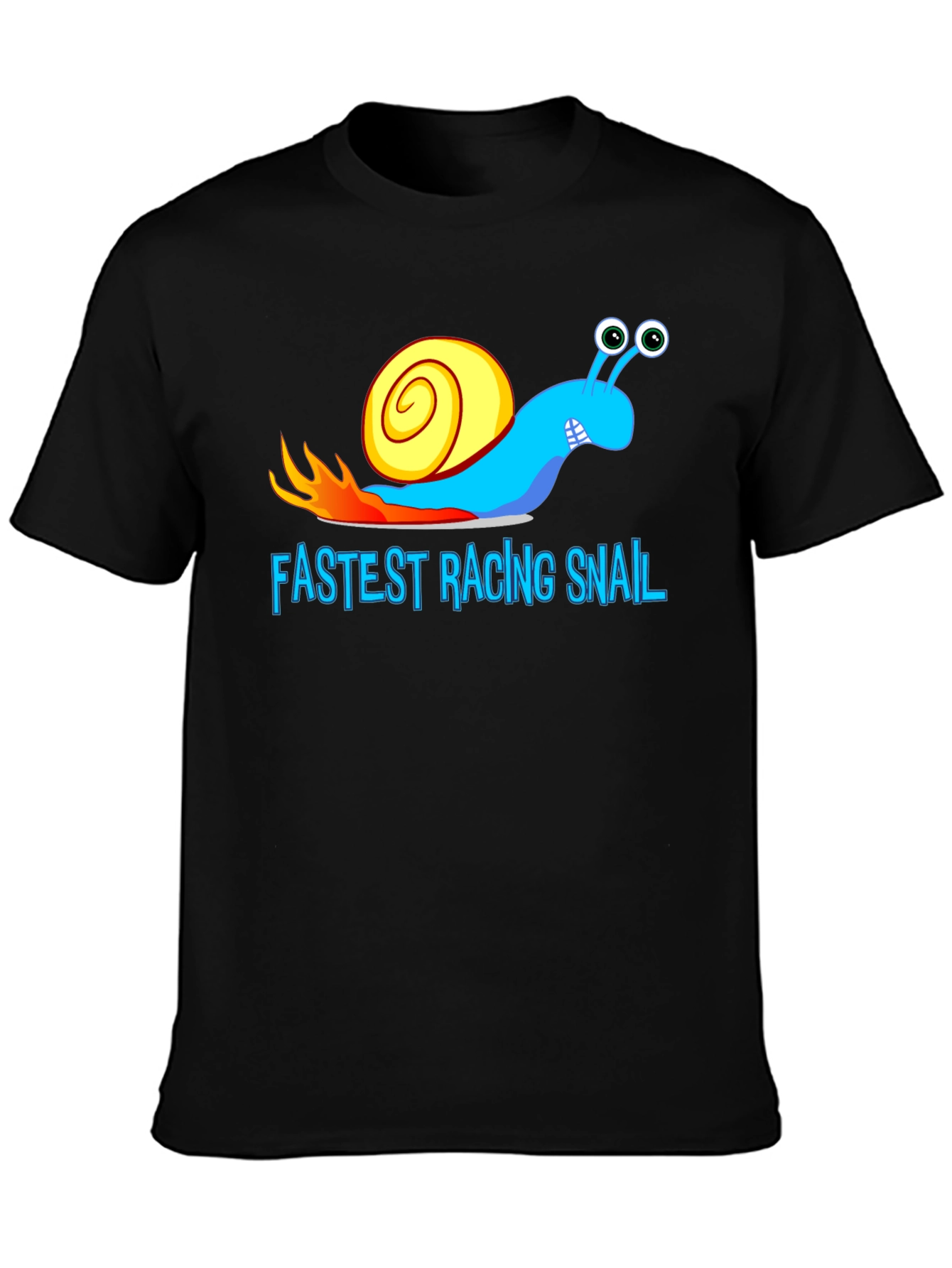 Black Fastest Racing Snail T-Shirt - Funny Cartoon Graphic Tee view 3