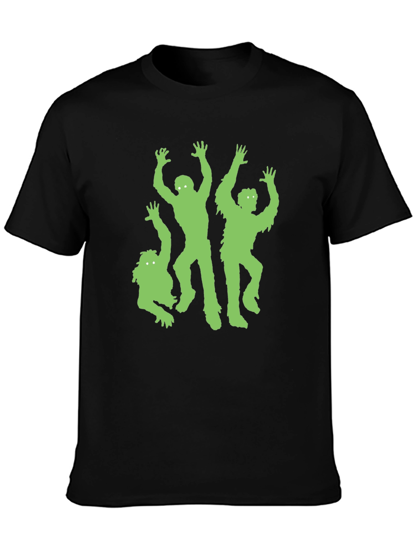 Black Green Zombie Graphic Black T-Shirt view 3