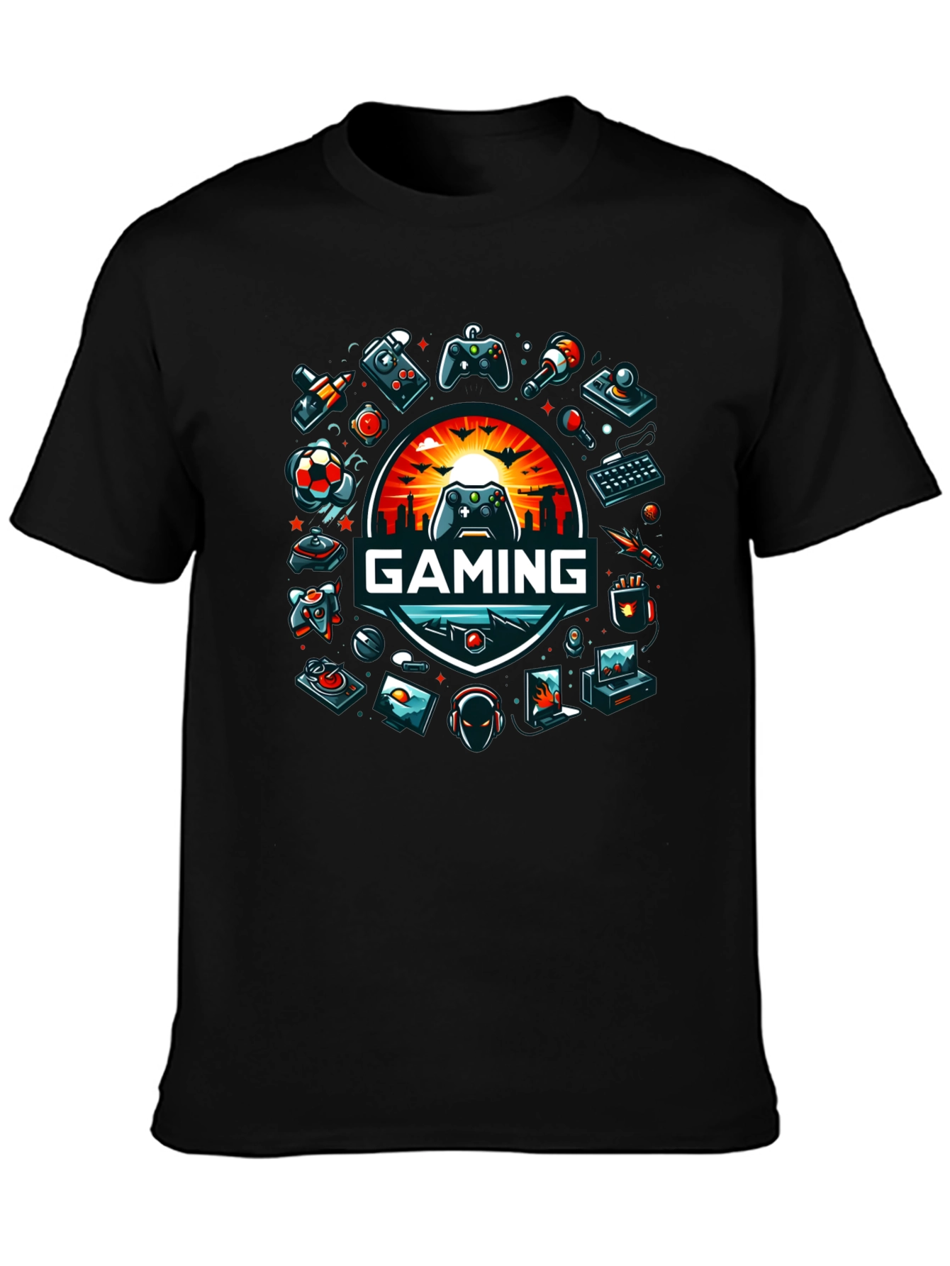 Black Gaming Graphic Tee - Black Crew Neck view 3