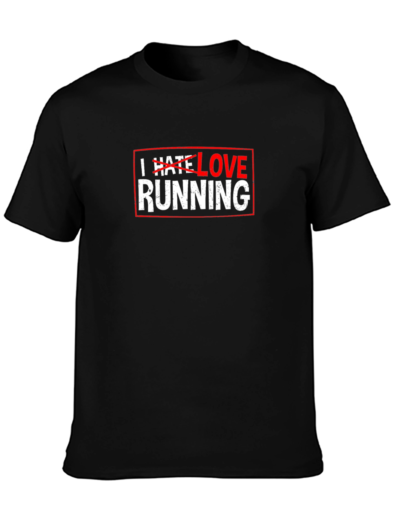 Black Funny "I Hate Love Running" Graphic T-Shirt view 3