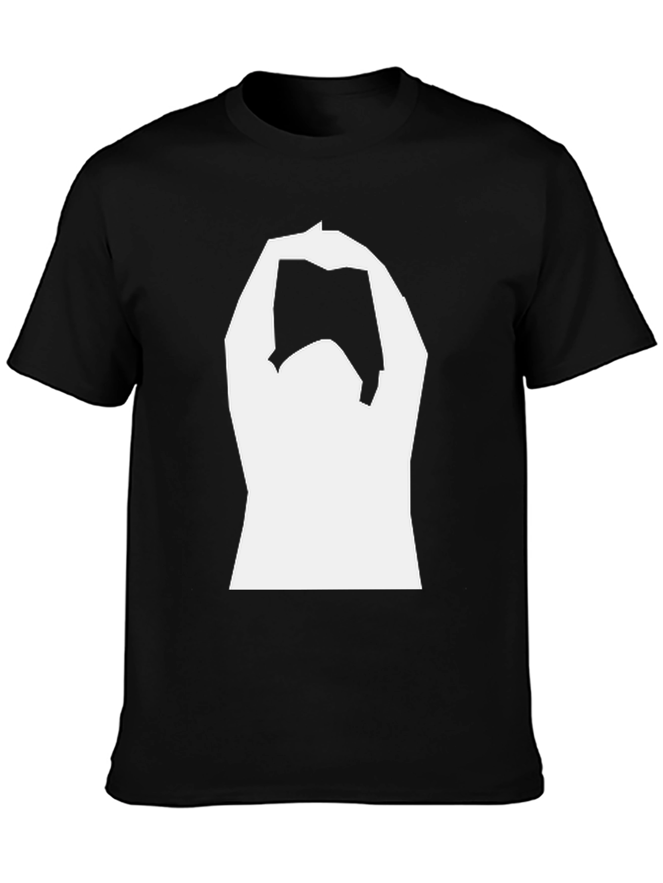 Black Black T-Shirt with White Graphic Design view 3