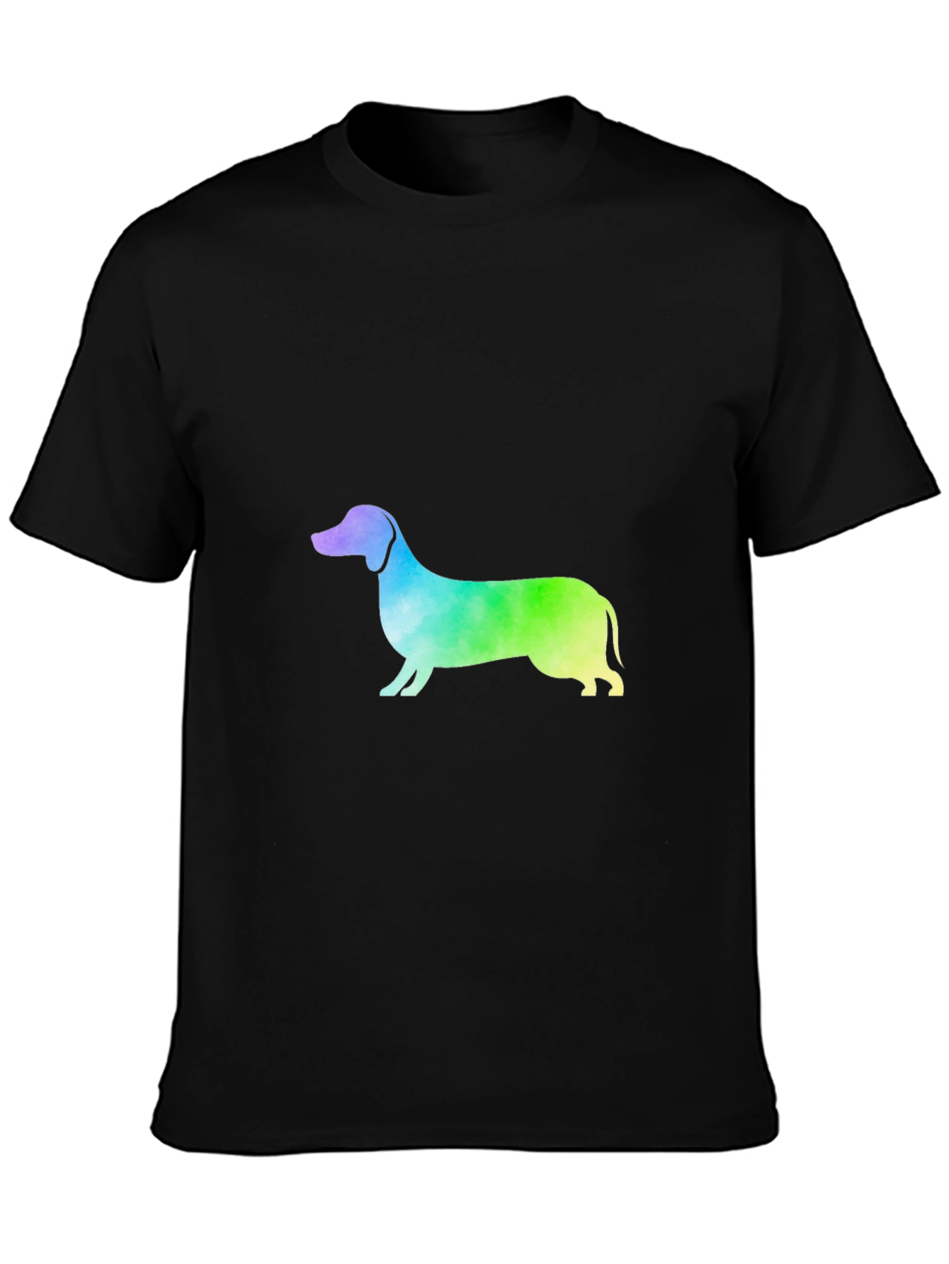 Black Rainbow Dachshund Graphic Tee - Black Cotton Blend view 3