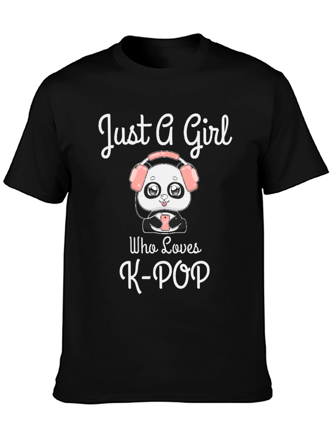 Black Just A Girl Who Loves K-POP T-Shirt view 3