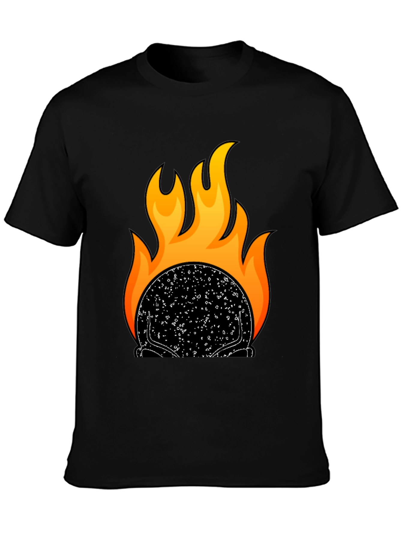 Black Flaming Skull Graphic T-Shirt - Black view 3