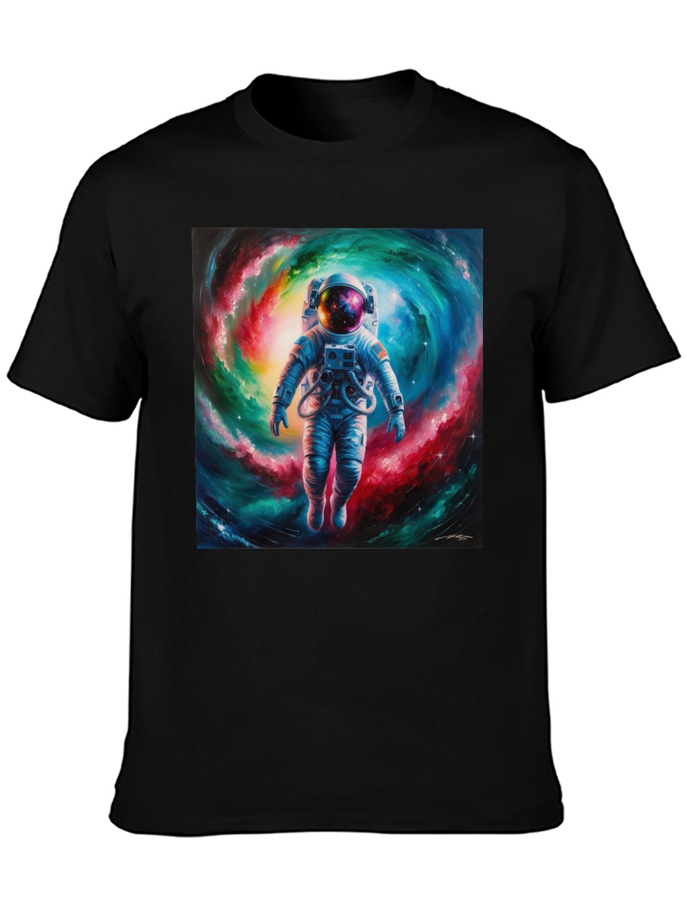 Black Astronaut Galaxy T-Shirt - Space Art Tee view 3