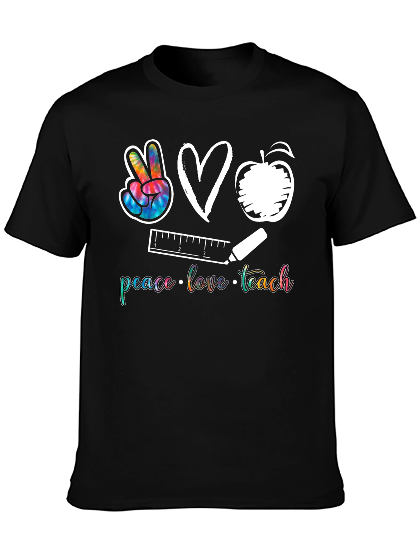 Black Peace Love Teach T-Shirt view 3