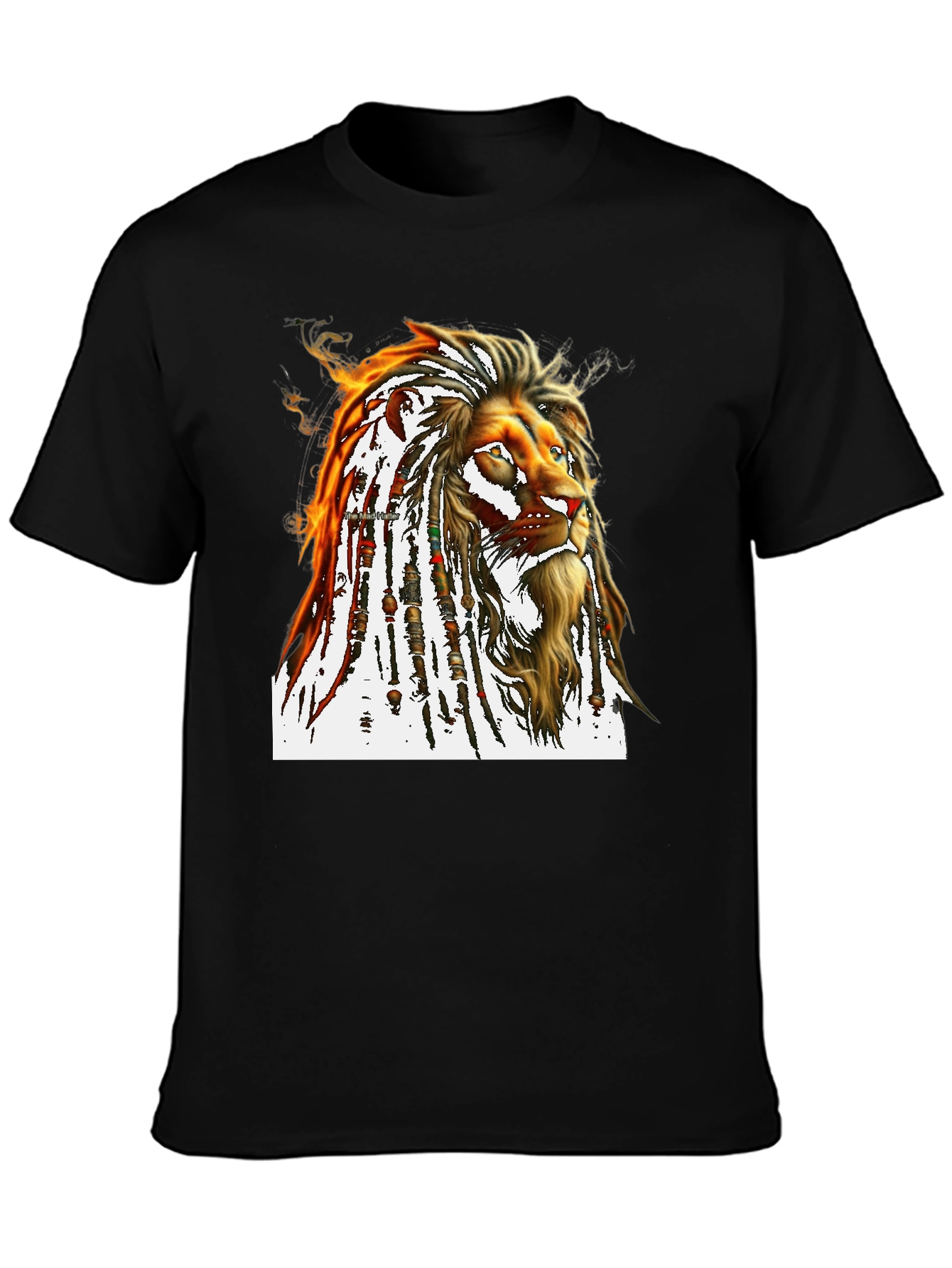Black Lion Dreadlocks T-Shirt - Black view 3